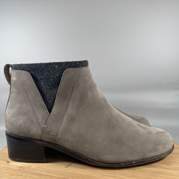 Vionic Boots Womens 11 Gray Brown Leather Joslyn Weather Resistant Ankle Booties - Picture 1 of 8